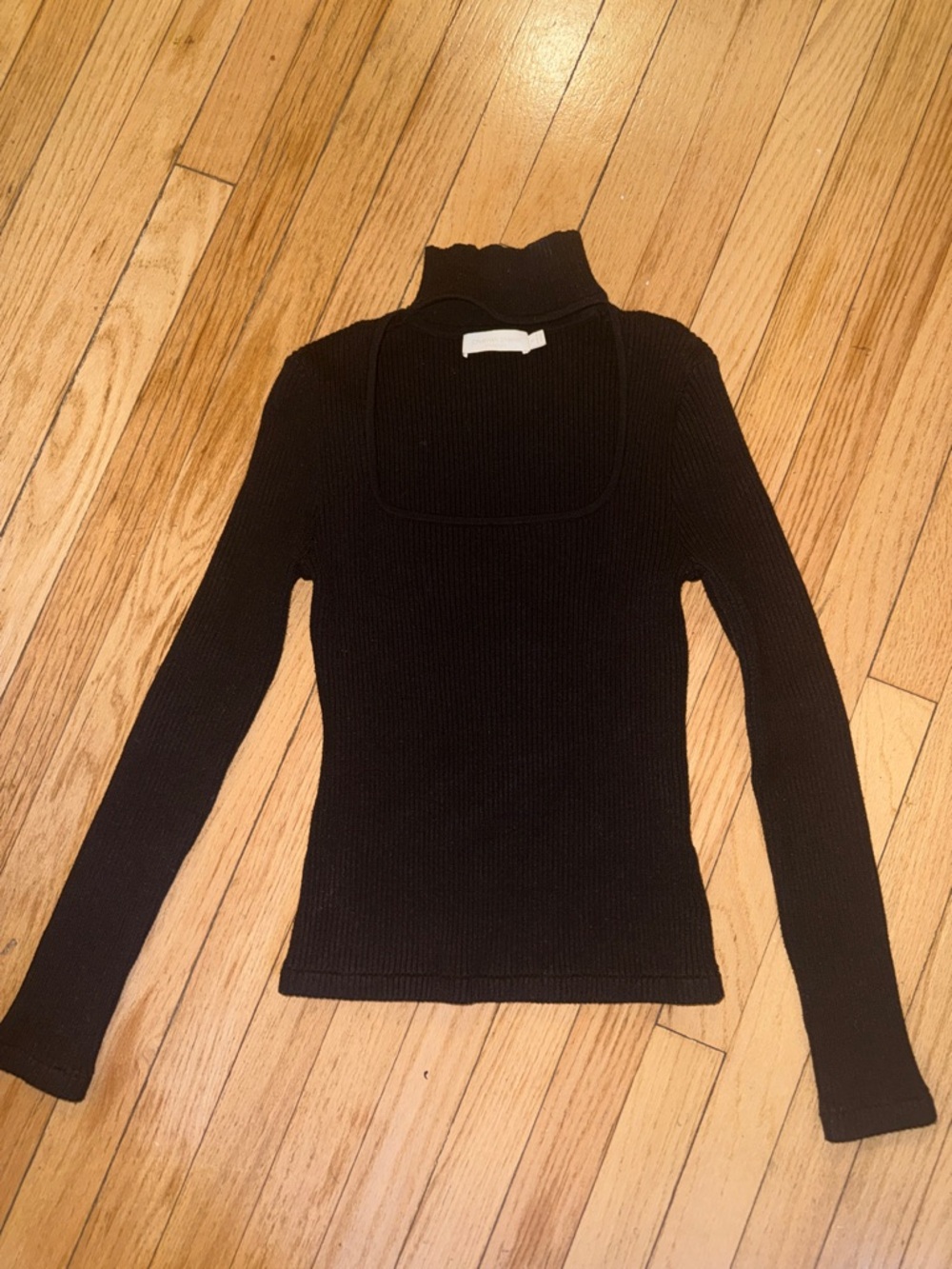 Jonathan Simkhai Black Ribbed Turtleneck Top